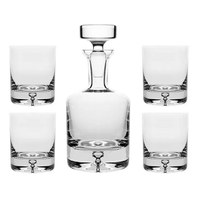 Bubble Base Decanter & Set of Four Old Fashioned Glasses