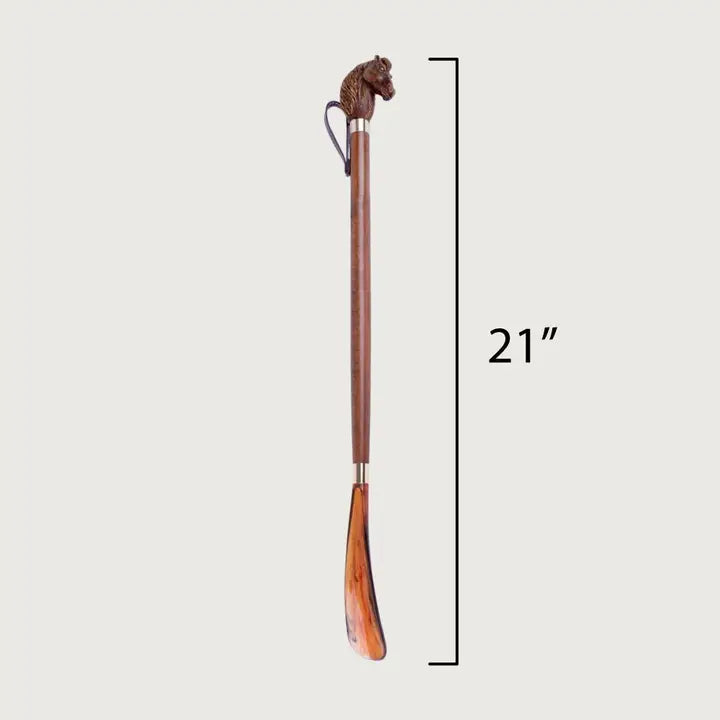 21" Italian Wooden Shoe Horn w/ Horse Handle