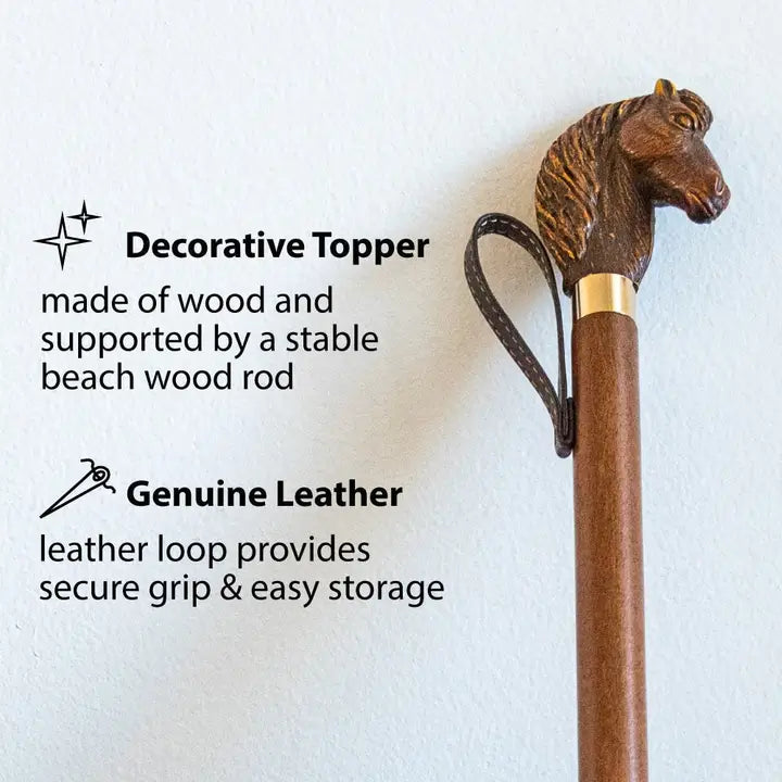 21" Italian Wooden Shoe Horn w/ Horse Handle